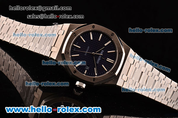 Audemars Piguet Royal Oak Swiss ETA 2824 Automatic Steel Case with Stainless Steel Strap and Blue Grid Dial - 1:1 Original - Click Image to Close